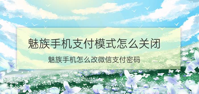 魅族手机支付模式怎么关闭 魅族手机怎么改微信支付密码？